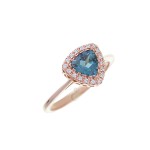 Δαχτυλίδι Γυναικείο Ροζ Χρυσό 18κ με διαμάντια και london blue topaz